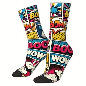 Colorful Comic Print Socks